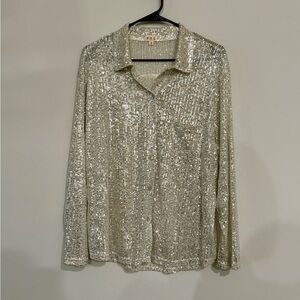 Women's Silver Sequin Top